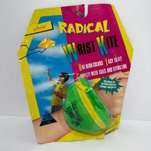 Vintage Go Fly A Kite Radical Wrist Kite Neon Green Yellow 1989 Outdoor Toy